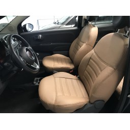 Pasvorm stoelhoezen set Fiat 500 - 2007 t/m heden (versie met isofix in achterbank, niet zichtbaar) - Skai kunstleer beige