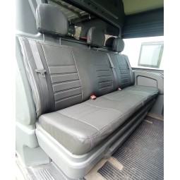 Pasvorm autostoelhoes voor achterbank (3 zits) dubbel cabine Snoeks type 3 (1 zitting en 1 rugleuning - breedte 164cm) - Kunstleer zwart