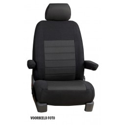 Pasvorm stoelhoezen set  (stoel en stoel) Citroen Jumpy / Peugeot Expert / Fiat Scudo / Toyota Proace 2007 t/m 2016 - Stof zwart