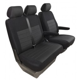 Pasvorm stoelhoezen set (stoel en duobank) Fiat Doblo 2010 t/m heden / Opel Combo 2012 t/m 2018 - Stof zwart
