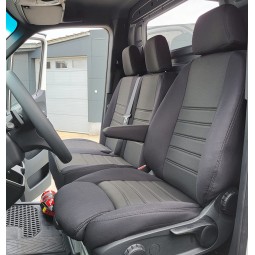 Pasvorm stoelhoezen set (stoel en duobank) Mercedes Sprinter 2018-heden (COMFORTLINE STOEL) - Stof zwart
