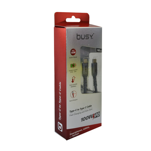 Fast USB-C naar USB-C kabel 1,8 meter lang - kabel voor data en snelladen op hoge snelheid!