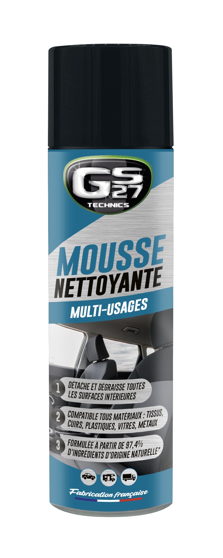 GS27 Foam cleaner (actieve schuimreiniger) voor bekleding van stof, leer en voor alle kunststof en metaal.