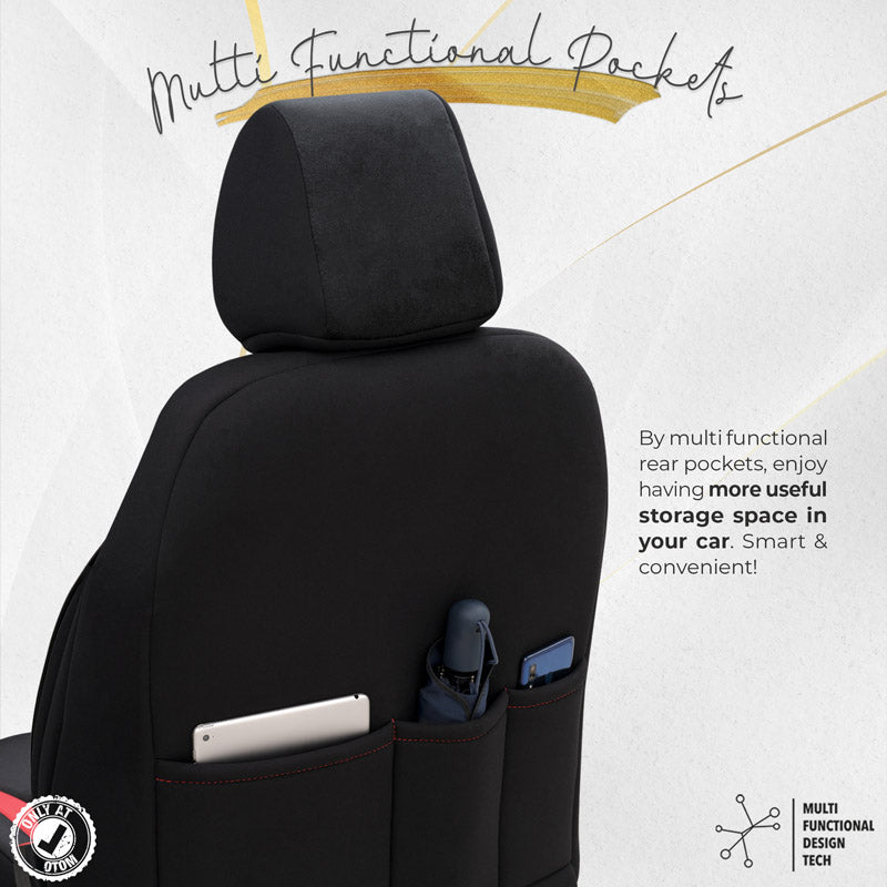 Stoelhoezenset Iconic zwart-rood (complete set)