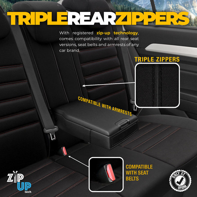 Stoelhoezenset Individual zwart-rood (complete set)