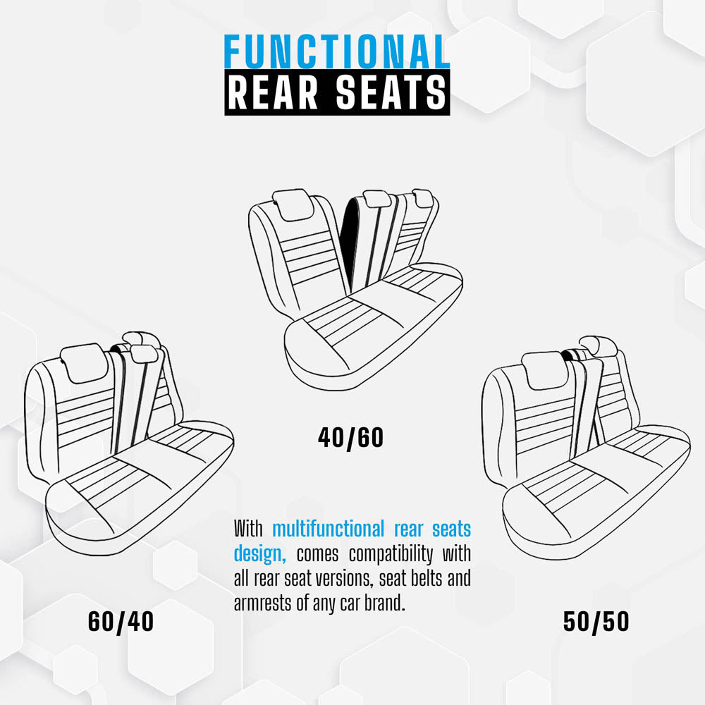 Autostoelhoezenset Premium kunstleer zwart-rood (complete set)