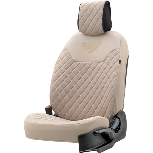 Stoelhoes - Stoelbeschermer RSX Diamond beige met beige stiksel (eenvoudige montage) - luxe suede met kunstleer