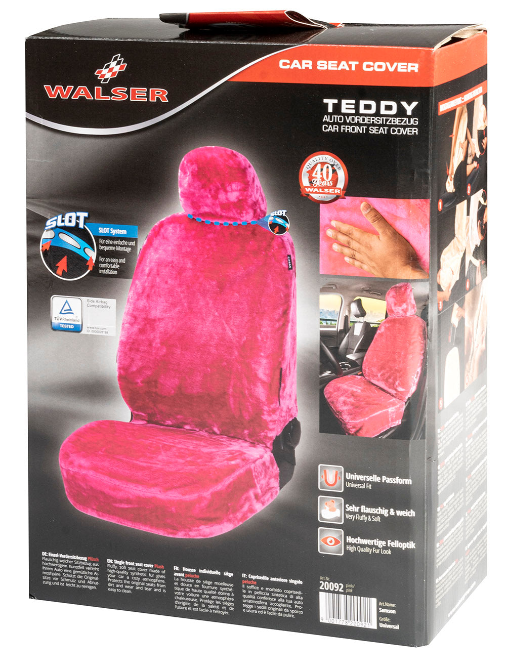 Teddy autostoelhoes Fluffy Pink universeel (voorstoel) - kleur roze - Antraciet