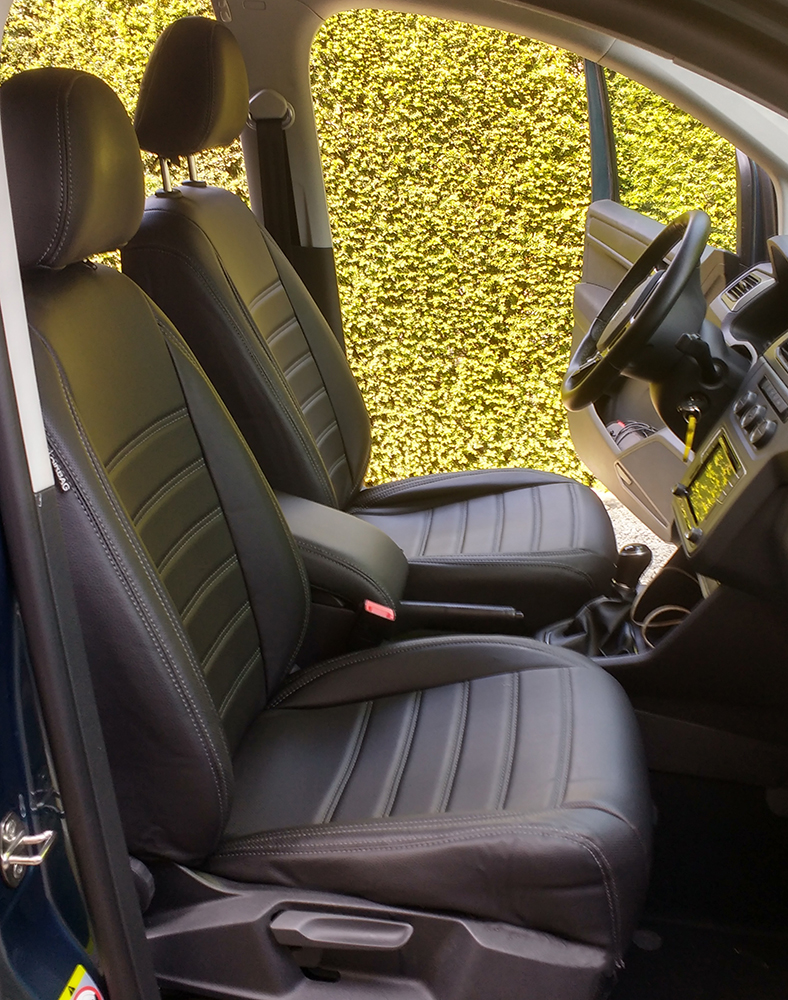 Emigreren mat Mantel Pasvorm stoelhoezen set Volkswagen Caddy (standaard stoel Trendline) 2015  /m 2020 - Kunst leer zwart, Pasvorm - Autostoelhoezen. Kunstleer pasvorm  stoelhoezen set (bestuurder en passagier). Speciaal voor Volkswagen Caddy  (standaard stoel Trendline)