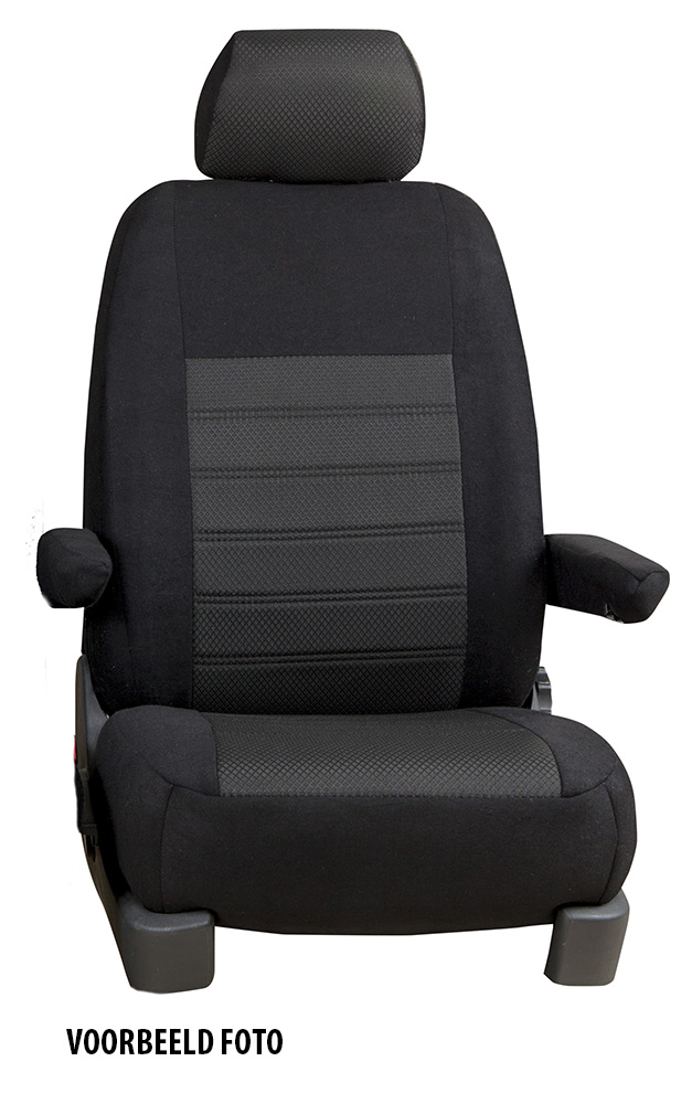 Talloos krijgen waardigheid Pasvorm stoelhoezen set (stoel en stoel) Ford Transit Courier 2014 /m heden  - Stof zwart, Pasvorm - Autostoelhoezen. Pasvorm stoelhoezen set van stof  (stoel en stoel) (bestuurder en passagier). Speciaal voor Ford